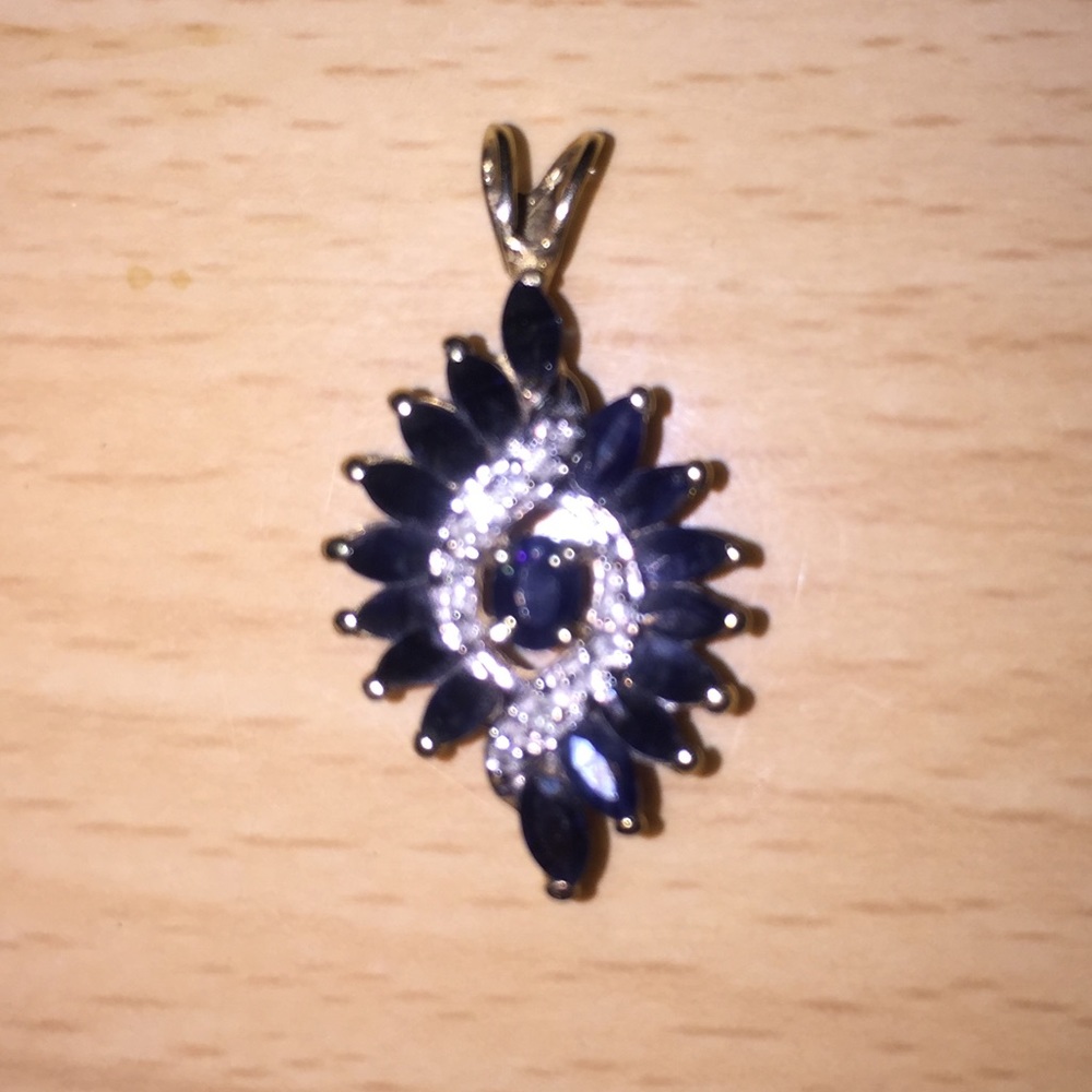 Sapphire and Diamond Pendant 14k